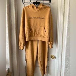 NWOT gold sweats and hoodie set.